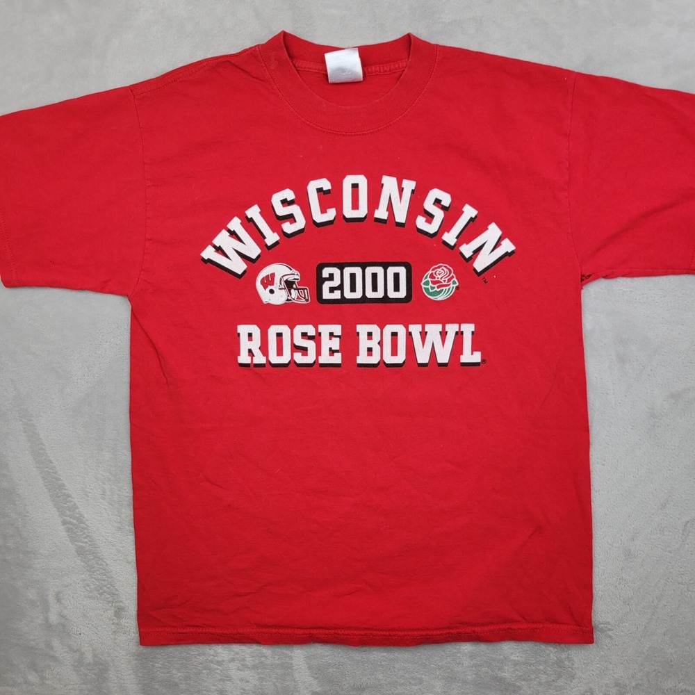 Vintage Wisconsin Badgers Shirt Men Large Rose Bowl College Team UW 2000 Y2K Red